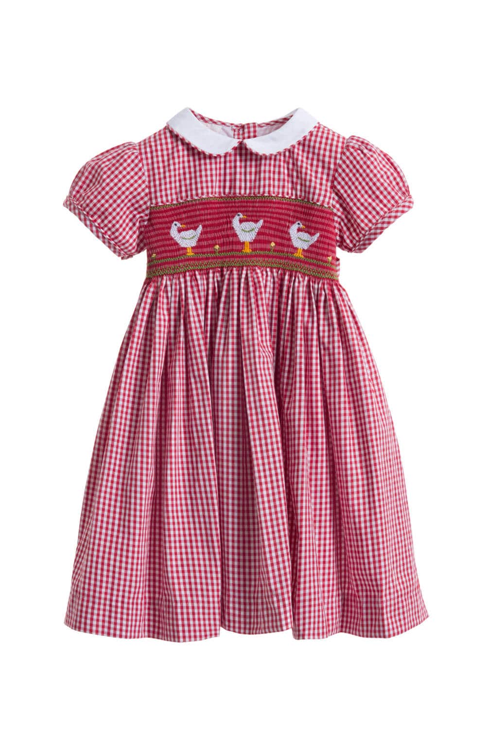 Julia | Red Vichy Gingham Embroidered Goose Dress - Annafie