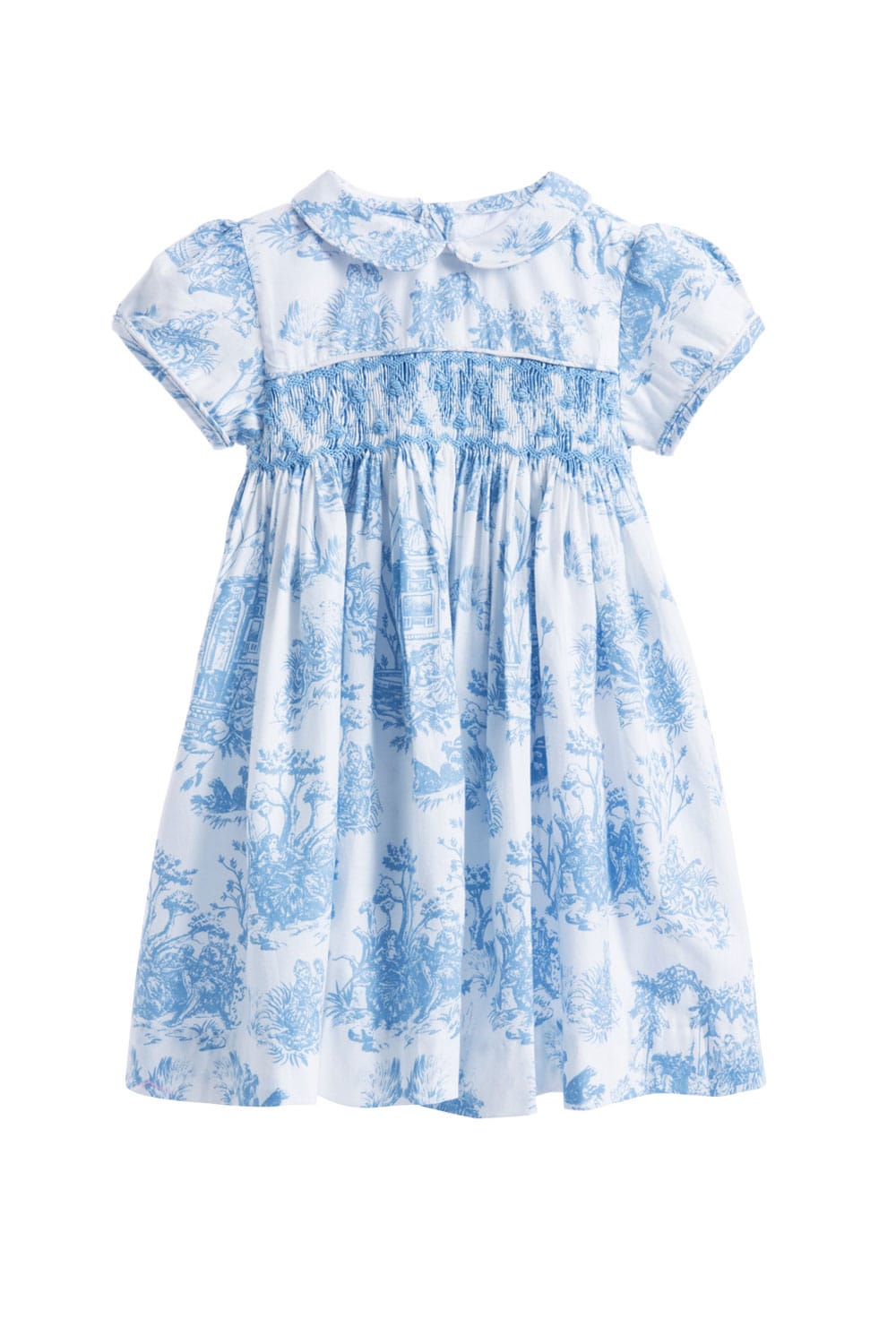 Blue Toile de Jouy Hand Smocked Girls Dress | Theodora - Annafie