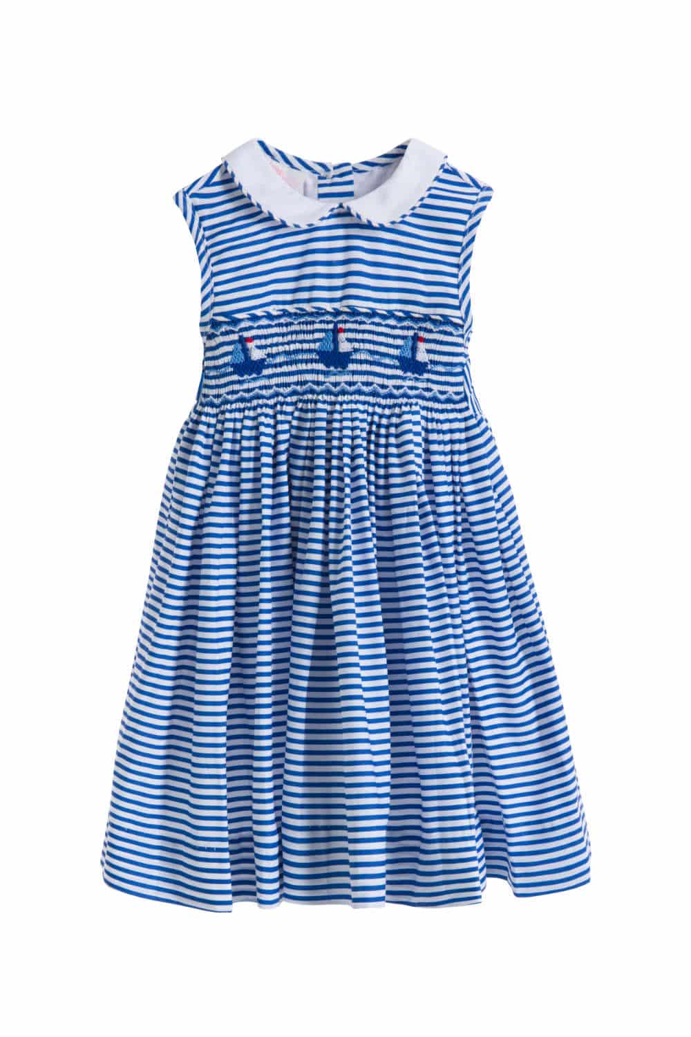 Charlotte | Blue & White Striped Hand Smocked Sailing Dress - Annafie