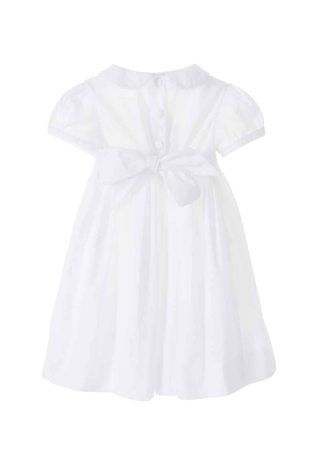 Embroidered Short Sleeve Cotton Girls White Dress | Blanche - Annafie