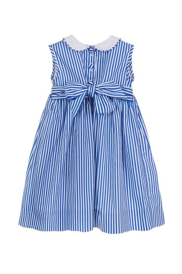 Lobster | Blue Striped Short Sleeve Summer Dress - Annafie