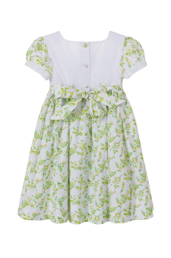 Magnolia | Green Cotton Hand Smocked Girls Summer Dress - Annafie