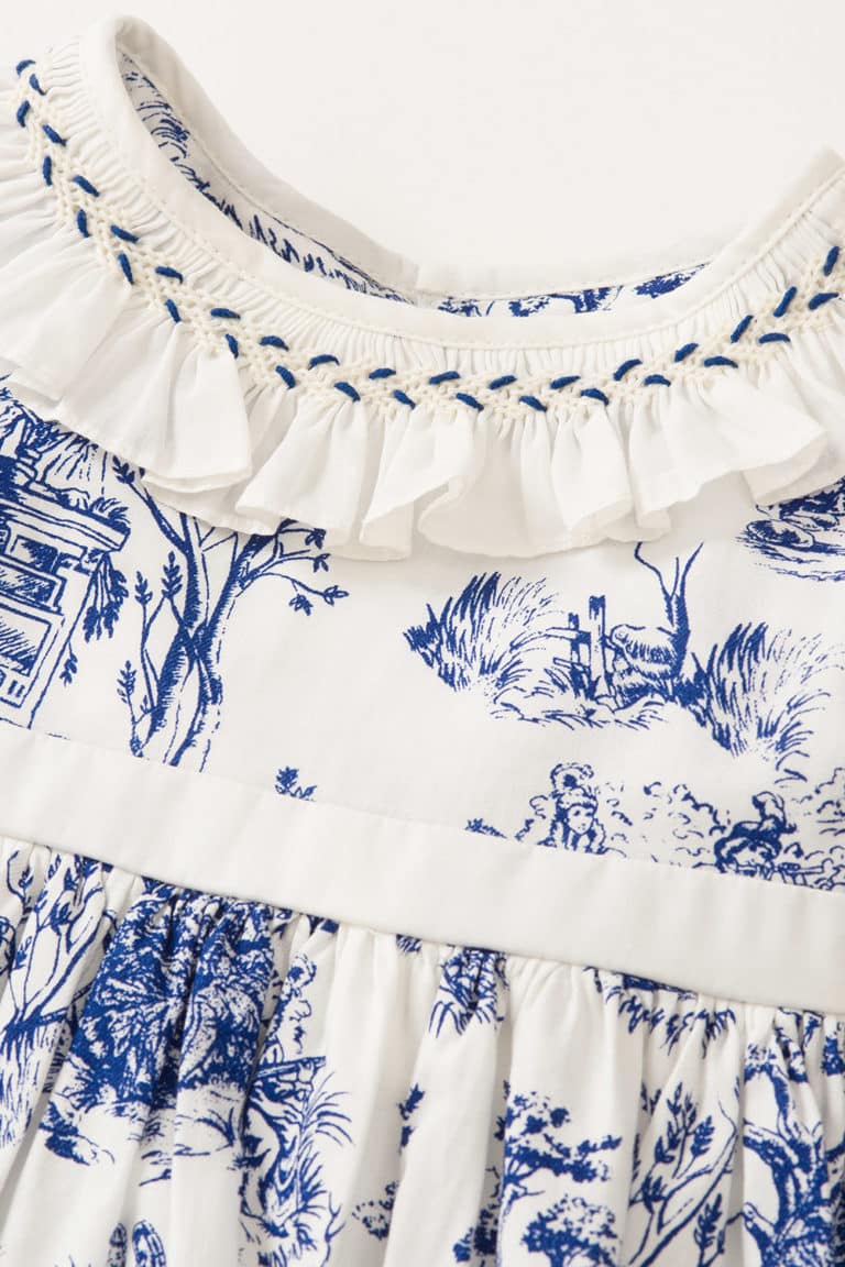 Stephanie Toile de Jouy Light Blue Handsmocked Dress main image 1